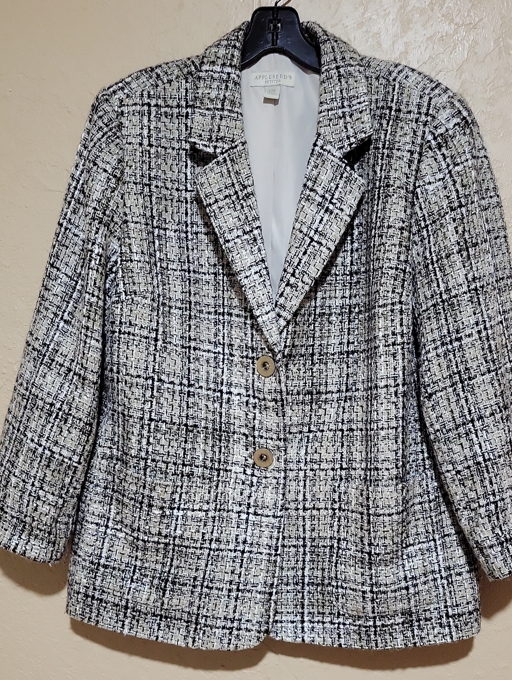 Appleseed's Black and White Tweed Blazer Jacket
